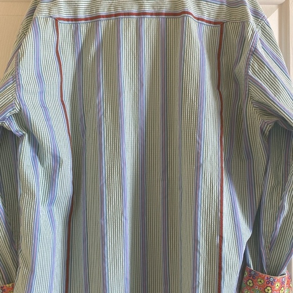 Robert Graham Men’s 2XL Flip Cuff dress Shirt Colorful striped Floral Party - Picture 3 of 10